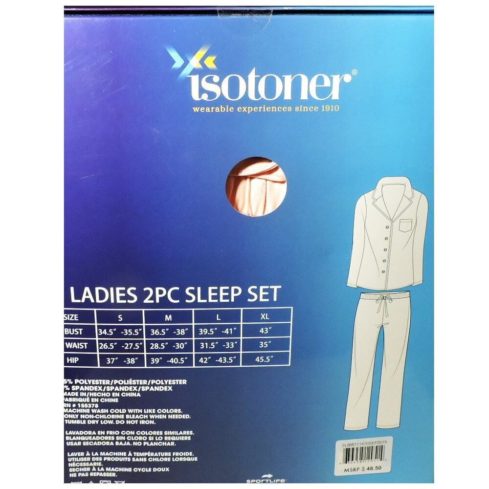 Ladies 2 Piece Isotoner Sleep Set New In Box Never Worn Size Medium Pink Color - Picture 2 of 4
